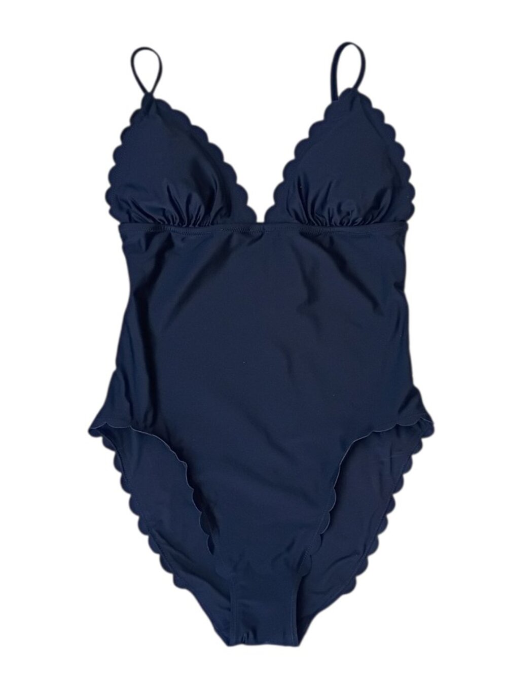 J. Crew Black Scallop-Edge One-Piece Swimsuit sz M NEW